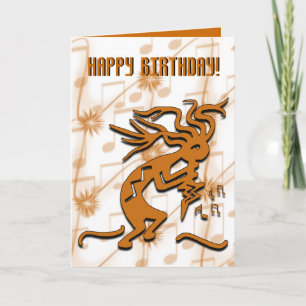 Dancing Kokopelli Musician Happy Birthday Template