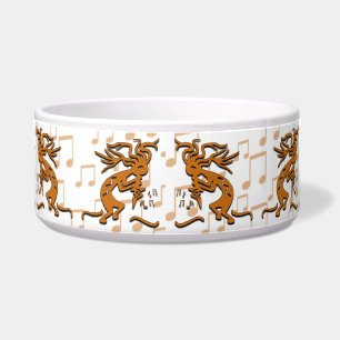 Dancing Kokopelli Musician With Musical Notes Bowl