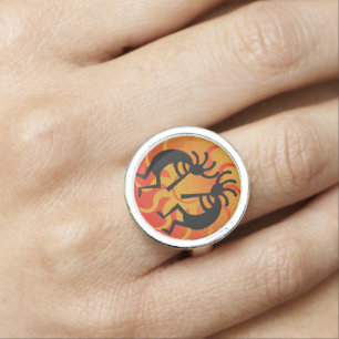Dancing Kokopelli Sunset Southwest Tribal Sun Ring