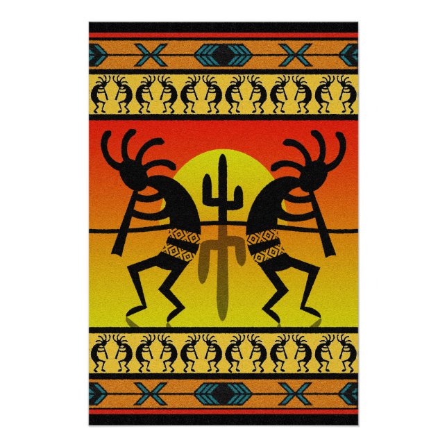 Dancing Kokopelli Tribal Wall Art (Front)