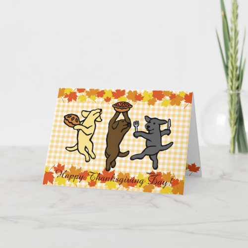 Dancing Labrador Trio Thanksgiving Holiday Card