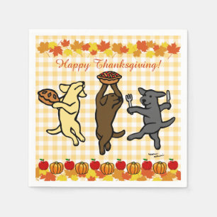 Dancing Labrador Trio Thanksgiving Paper Napkins