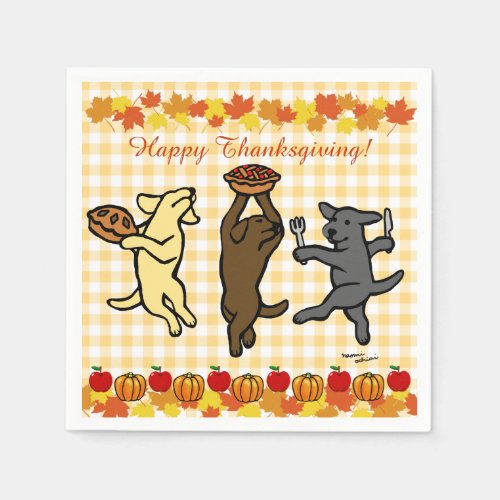 Dancing Labrador Trio Thanksgiving Paper Napkins