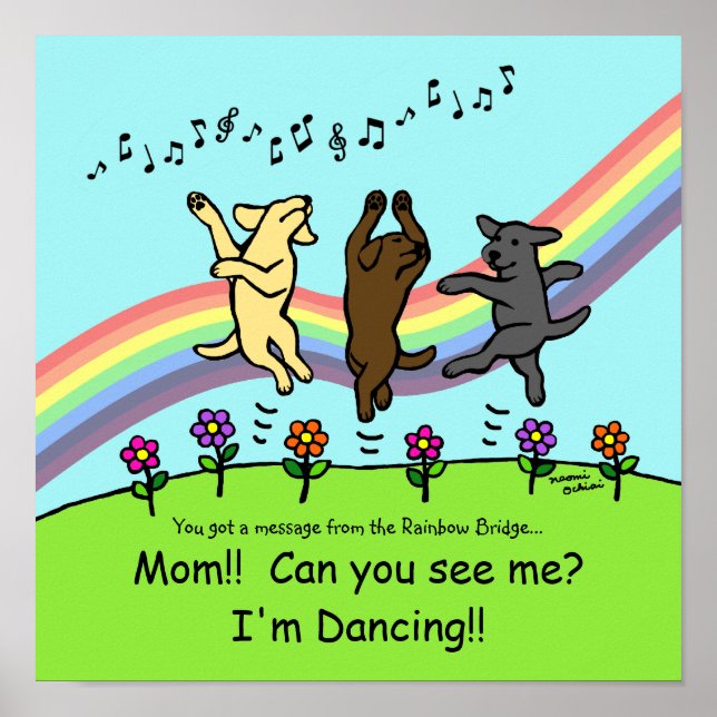 Dancing Labradors at the Rainbow Bridge Poster (Front)