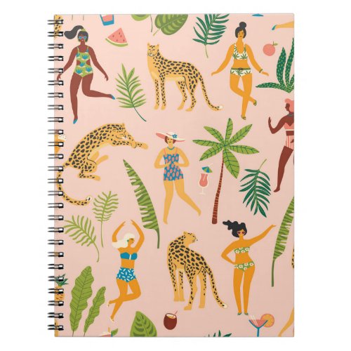 Dancing Ladies Leopards Vintage Pattern Notebook