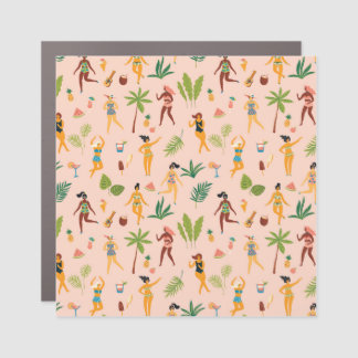 Dancing ladies, palm leaves pattern. car magnet