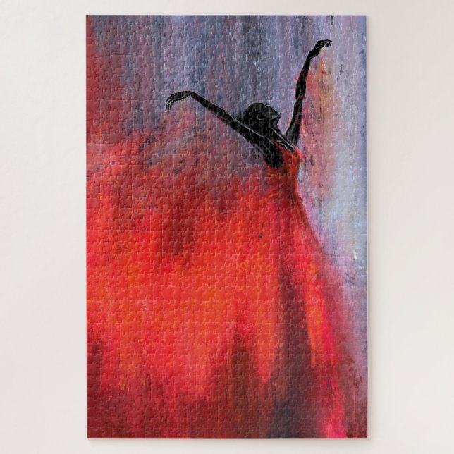 Dancing Lady in Red - Abstract Original Painting Jigsaw Puzzle (Vertical)