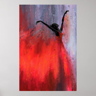 Dancing Lady in Red - Abstract Original Painting  Poster