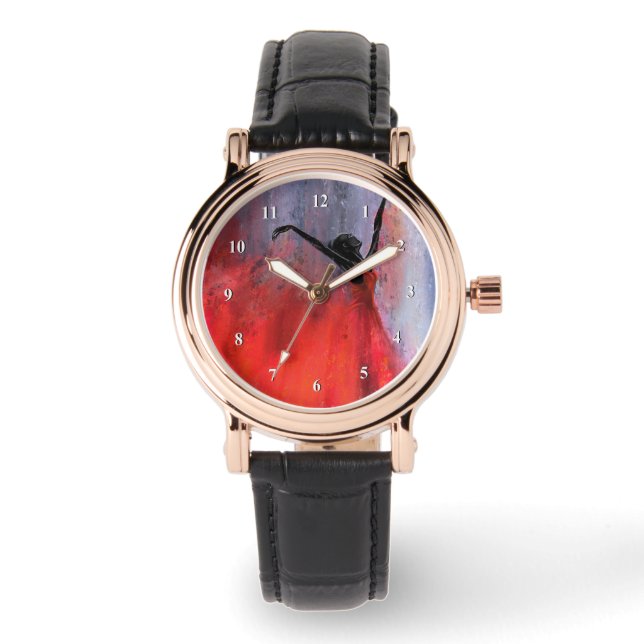 Dancing Lady in Red - Abstract Original Painting  Watch (Front)