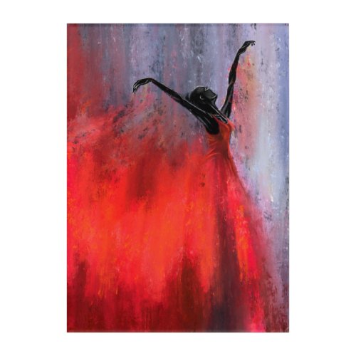 Dancing Lady in Red Acrylic Print