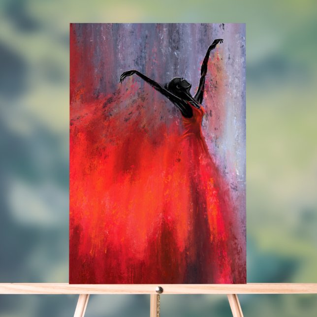 Dancing Lady in Red Acrylic Sign (Neutral)