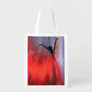 Dancing Lady in Red Grocery Bag