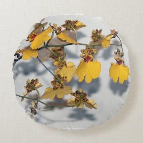 Dancing Lady Yellow Oncidium Orchids Round Pillow