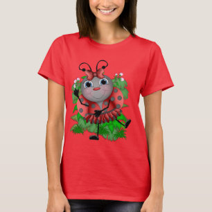 Dancing Ladybug cartoon womens t-shirt