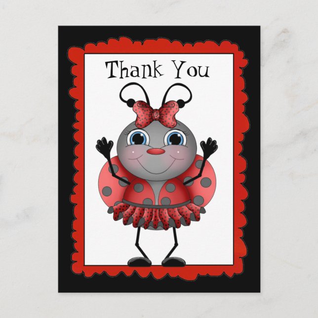 Dancing Ladybug thank you postcard (Front)