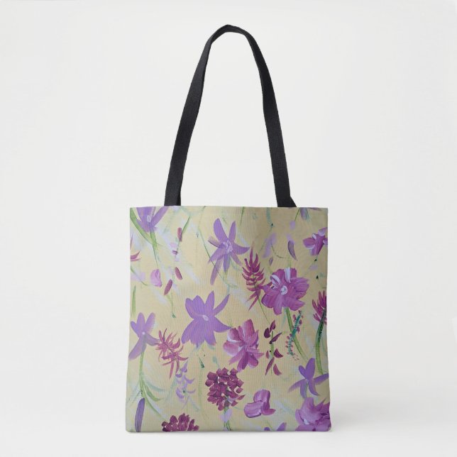 Dancing Lavender Floral Tote Bag (Front)