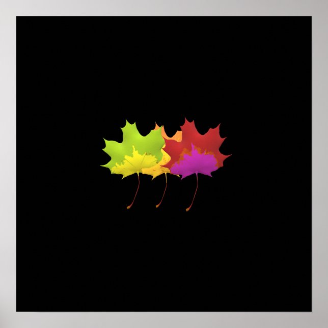 DANCING LEAF DESIGN ON BLACK POSTER (Front)