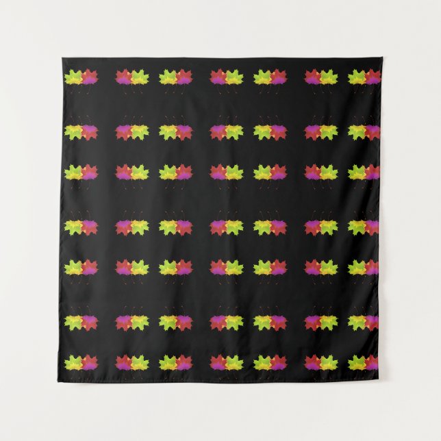 DANCING LEAF DESIGN ON BLACK  TAPESTRY (Front)