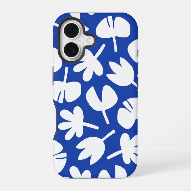 Dancing Leaves Blue Pattern Iphone Case (Back)