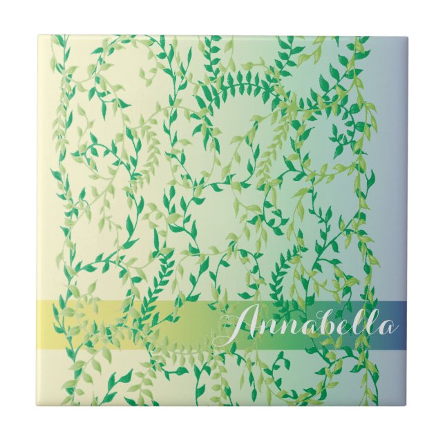 Dancing leaves ceramic tile (Front)