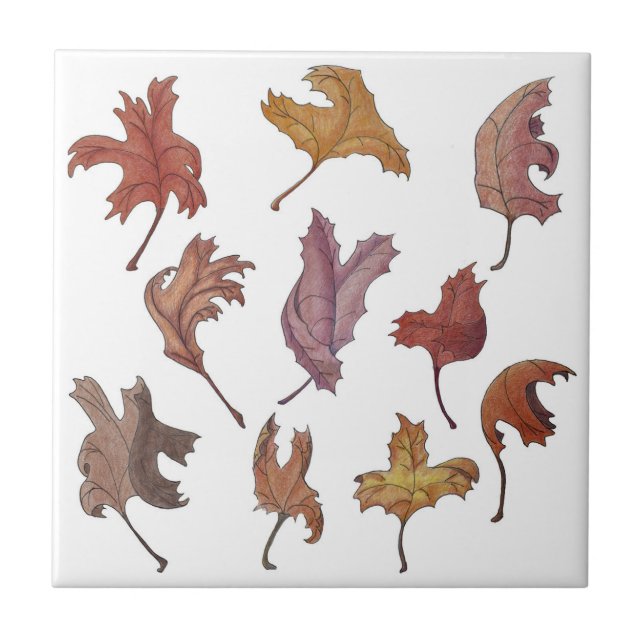 Dancing Leaves Ceramic Tile (Front)