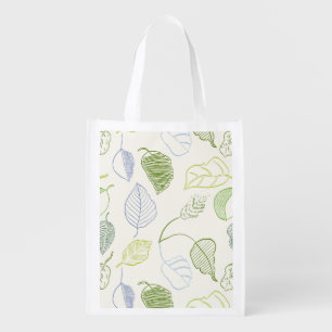 Dancing Leaves Green Blue Grocery Bag
