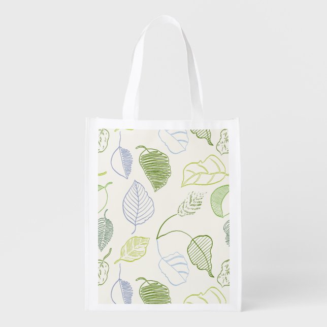 Dancing Leaves Green Blue Grocery Bag (Front)