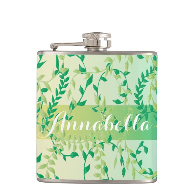 Dancing leaves hip flask (Front)