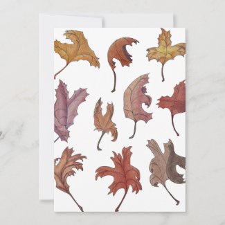 Invitation with an illustration of Autumn leaves dancing