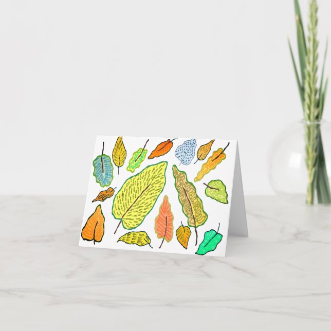 Dancing Leaves Letterpress Thank You Card (Front)