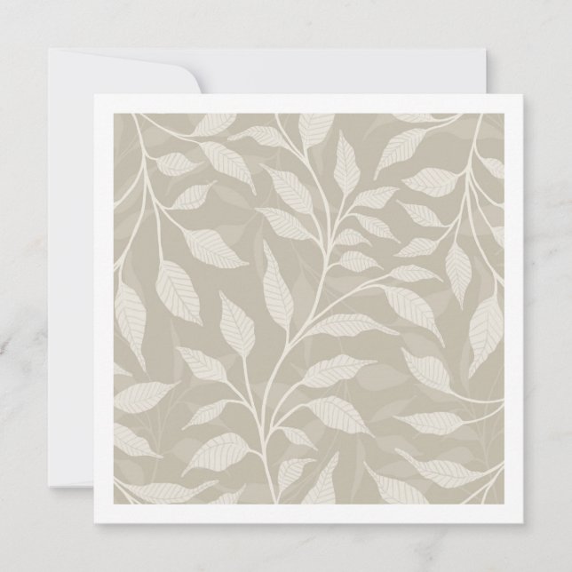 Dancing Leaves Modern Botanical Neutral Tones Note Card (Front)