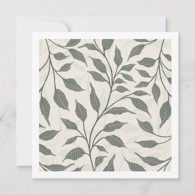 Dancing Leaves Modern Botanical Soft Earth Note Card (Front)