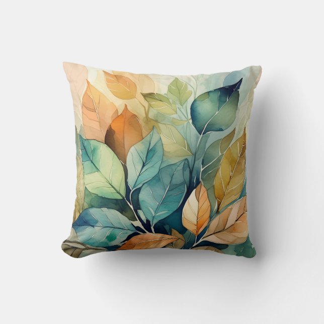 Dancing leaves throw pillow (Front)