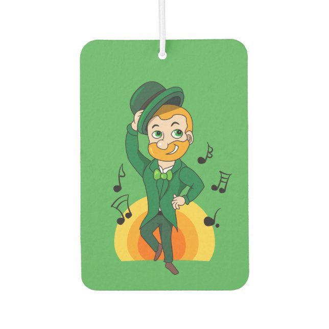 Dancing leprechaun, St. Patrick's Day cartoon  Air Freshener (Front)