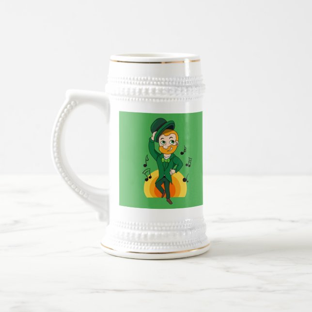 Dancing leprechaun, St. Patrick's Day cartoon  Beer Stein (Left)