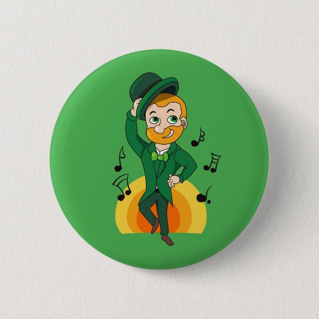 Dancing leprechaun, St. Patrick's Day cartoon  Button (Front)