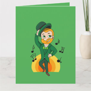 Dancing leprechaun, St. Patrick's Day cartoon  Card