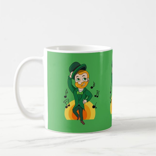 Dancing leprechaun, St. Patrick's Day cartoon  Coffee Mug (Left)