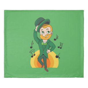 Dancing leprechaun, St. Patrick's Day cartoon Duvet Cover