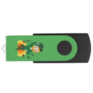 Dancing leprechaun, St. Patrick's Day cartoon Flash Drive