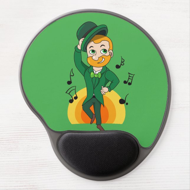 Dancing leprechaun, St. Patrick's Day cartoon  Gel Mouse Pad (Front)