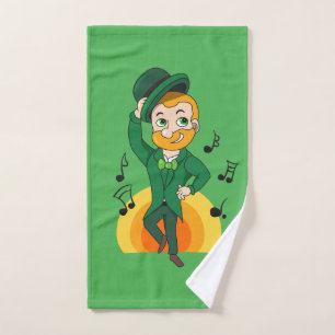 Dancing leprechaun, St. Patrick's Day cartoon  Hand Towel