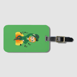 Dancing leprechaun, St. Patrick's Day cartoon Luggage Tag