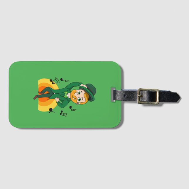 Dancing leprechaun, St. Patrick's Day cartoon  Luggage Tag (Front Horizontal)