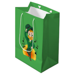 Dancing leprechaun, St. Patrick's Day cartoon  Medium Gift Bag