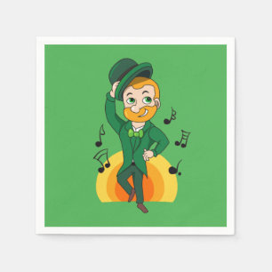 Dancing leprechaun, St. Patrick's Day cartoon Napkins