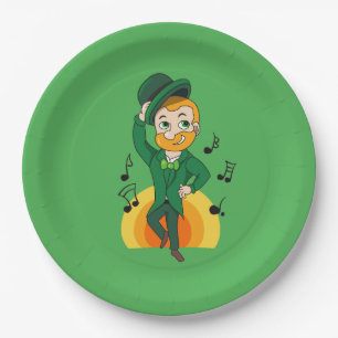 Dancing leprechaun, St. Patrick's Day cartoon Paper Plates