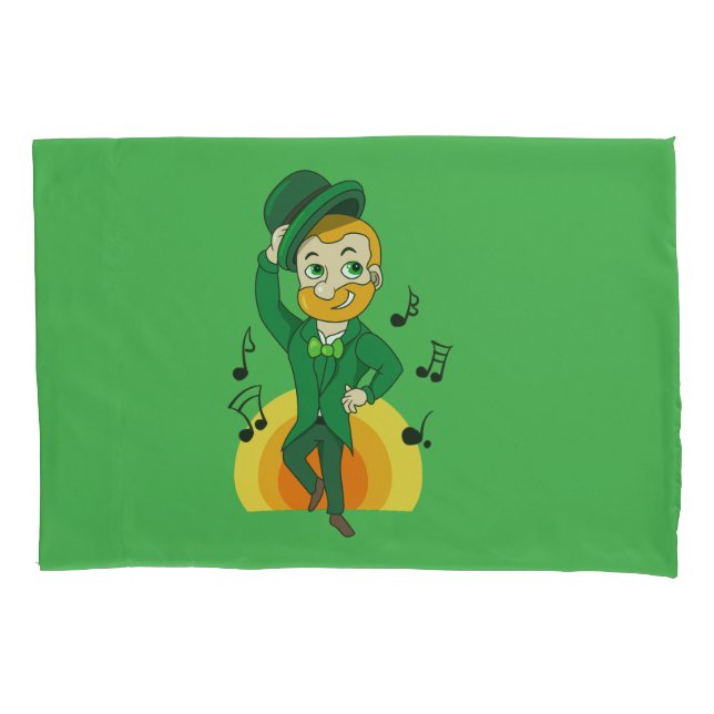 Dancing leprechaun, St. Patrick's Day cartoon  Pillow Case (Front)