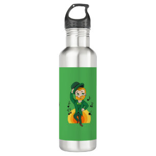 Dancing leprechaun, St. Patrick's Day cartoon Stainless Steel Water Bottle