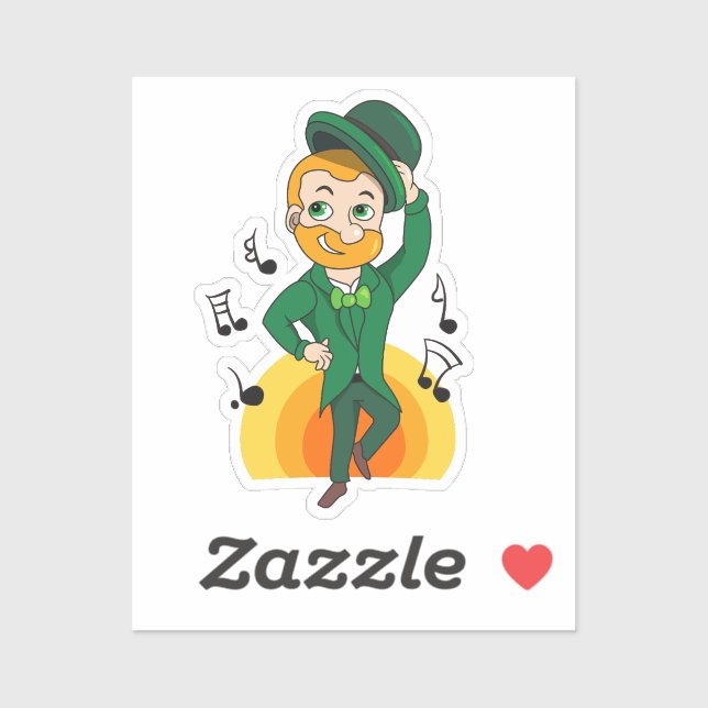 Dancing leprechaun, St. Patrick's Day cartoon  Sticker (Sheet)